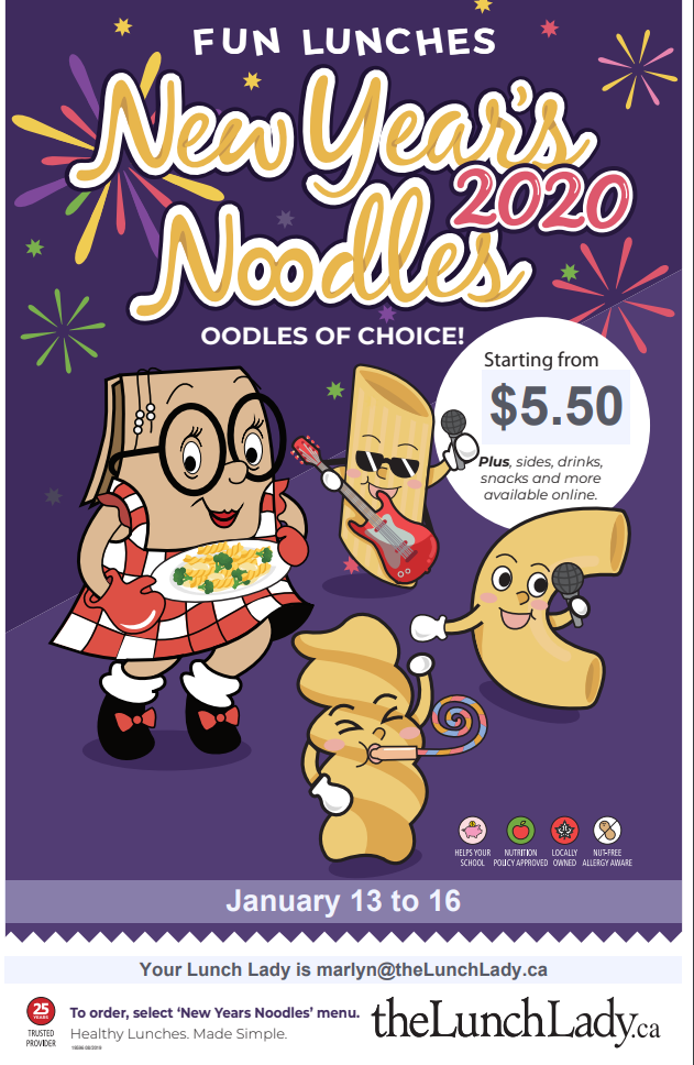 Lunch Lady January Noodle Menu Picture